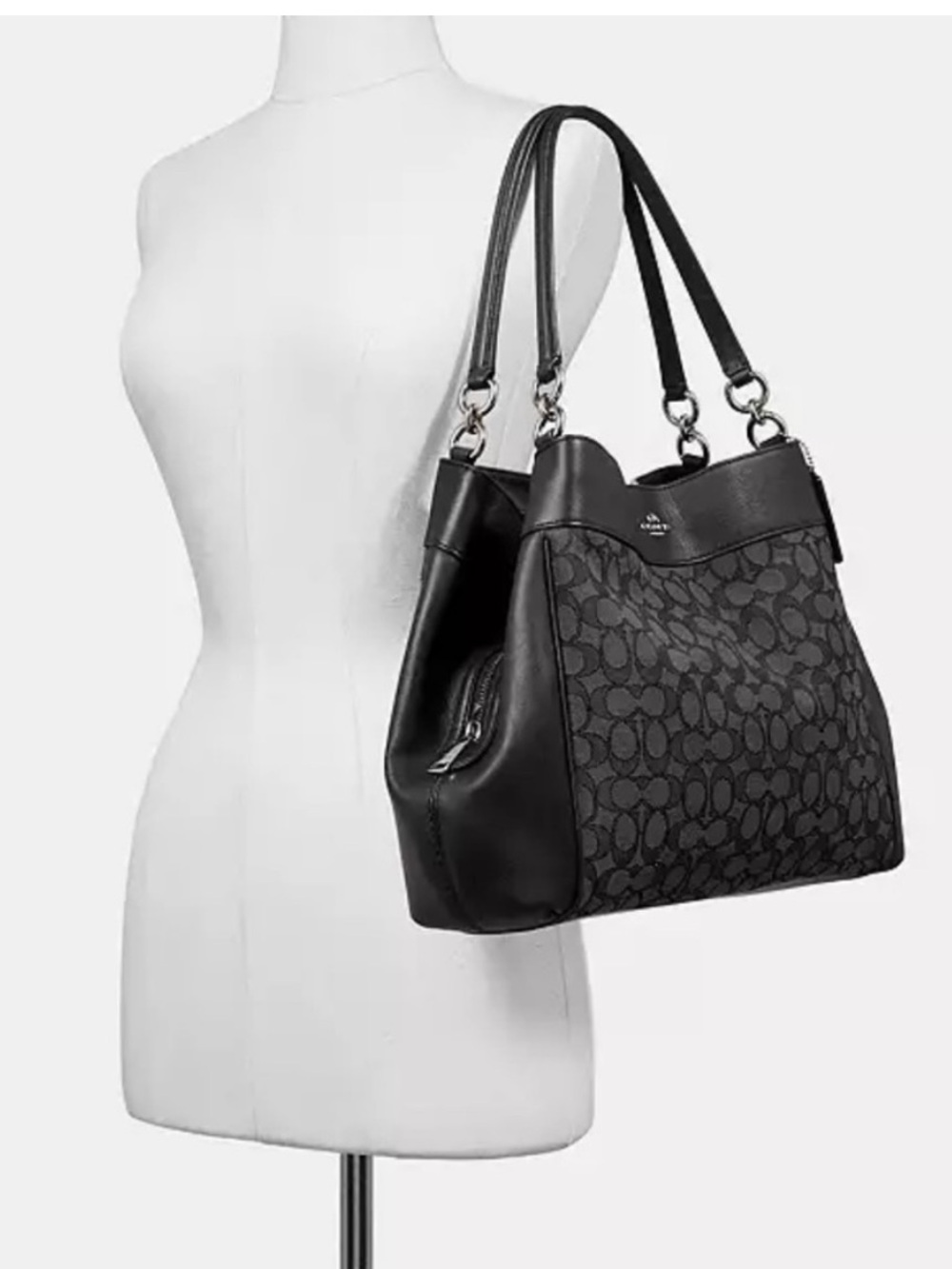 Coach Lexy Shoulder Bag Monogram Signature F57612 BLACK, Shoulder Tote - Picture 2 of 9